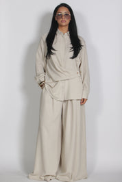 Linnen twinset Beige