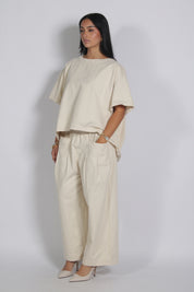 Jean set Cream