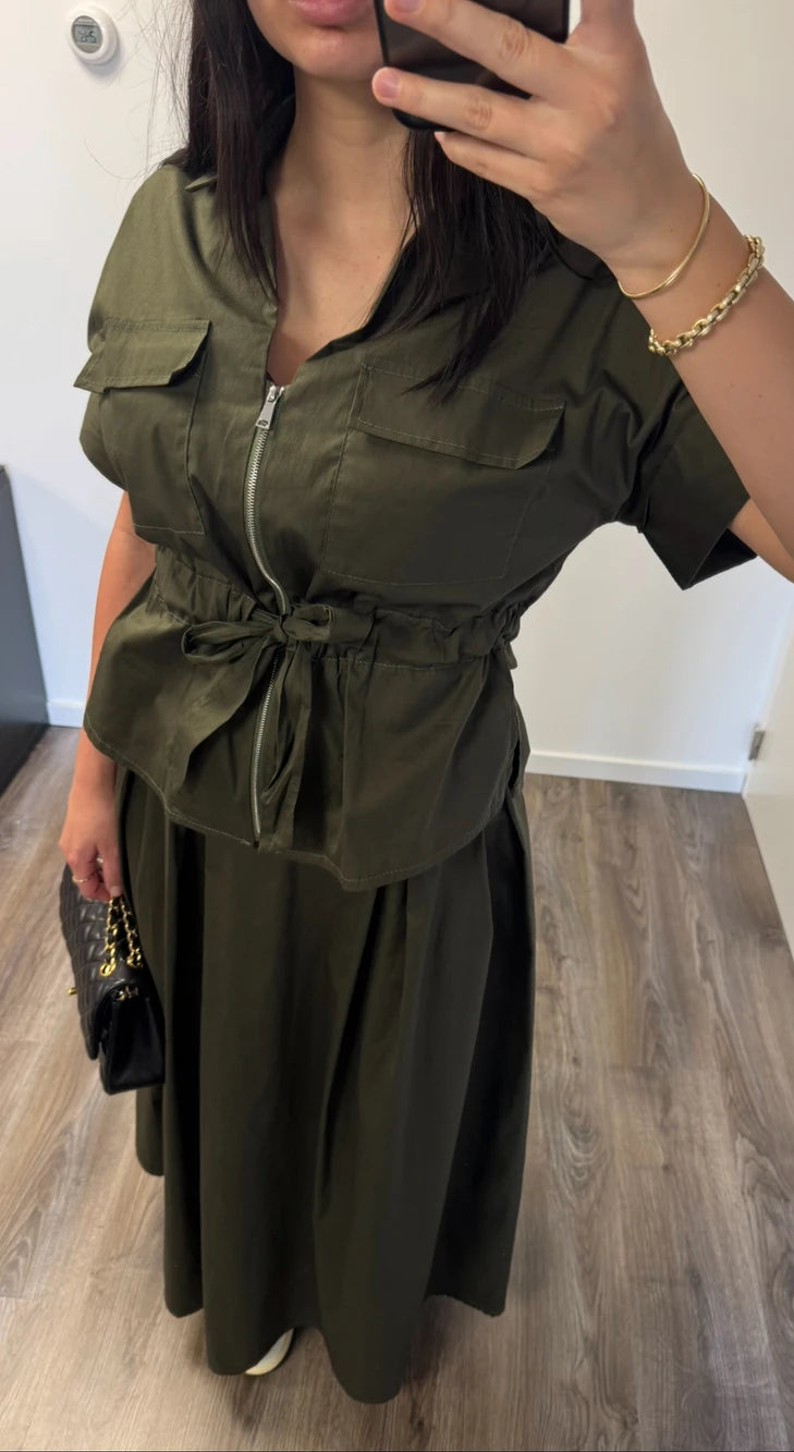 Zip Up Set Army Green