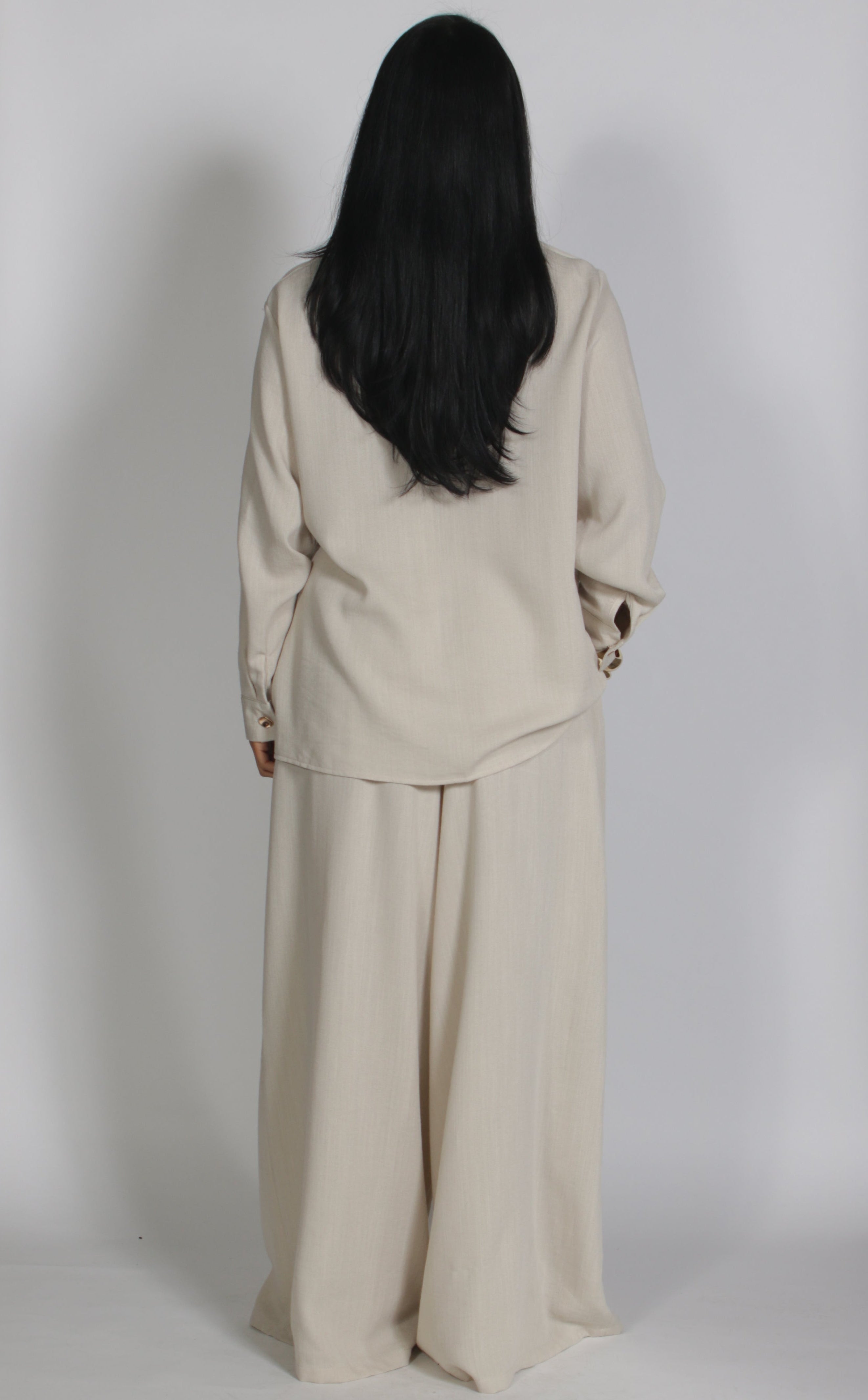 Linnen twinset Beige