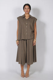 Flannel short set Coffee