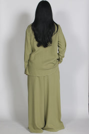 Linnen twinset Olive