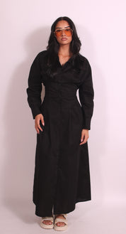 Snatched Blouse Dress Black