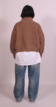 Heavyweight crochet bomber Beige