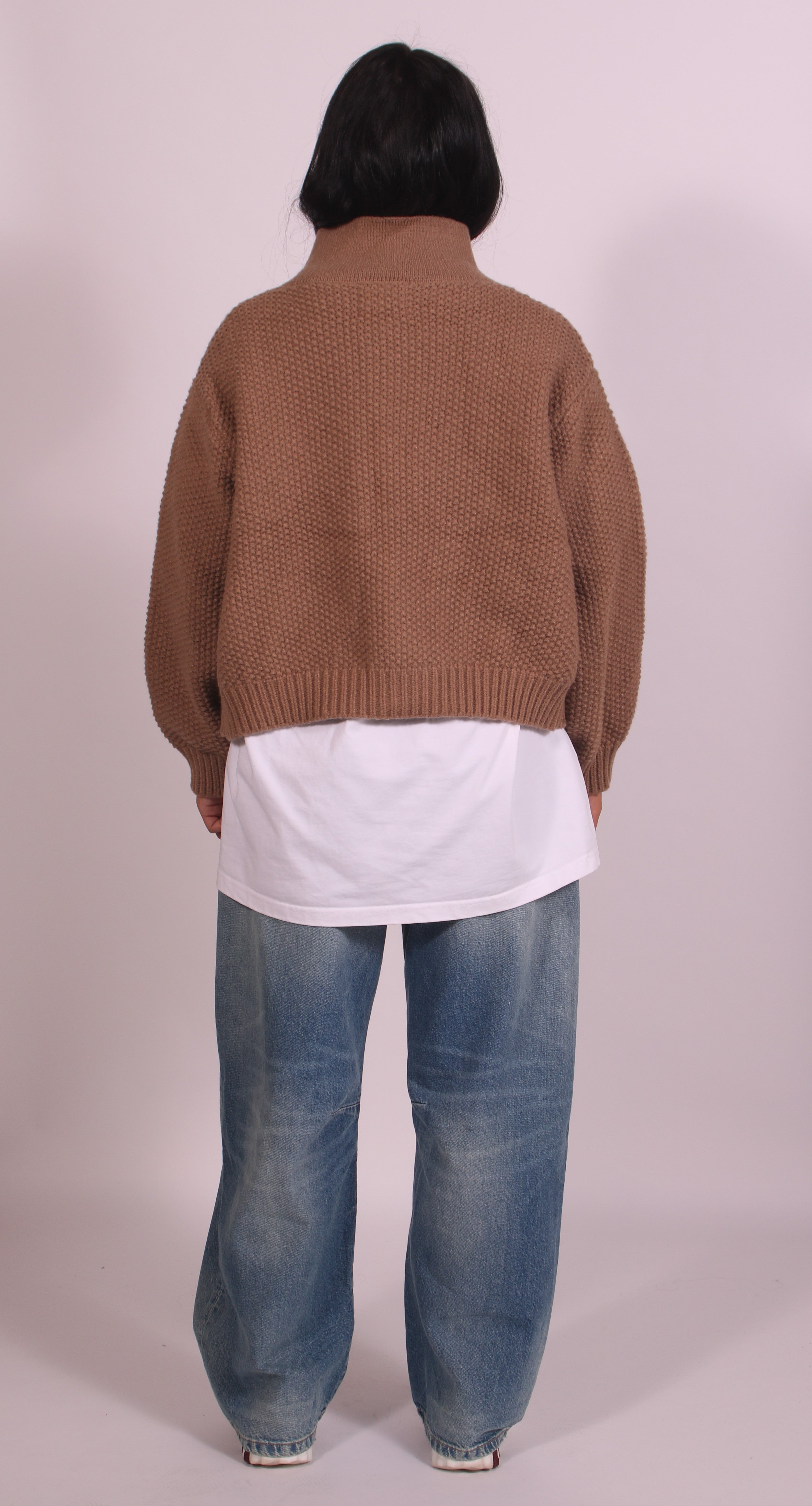 Heavyweight crochet bomber Beige