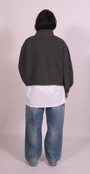 Heavyweight crochet bomber Grey