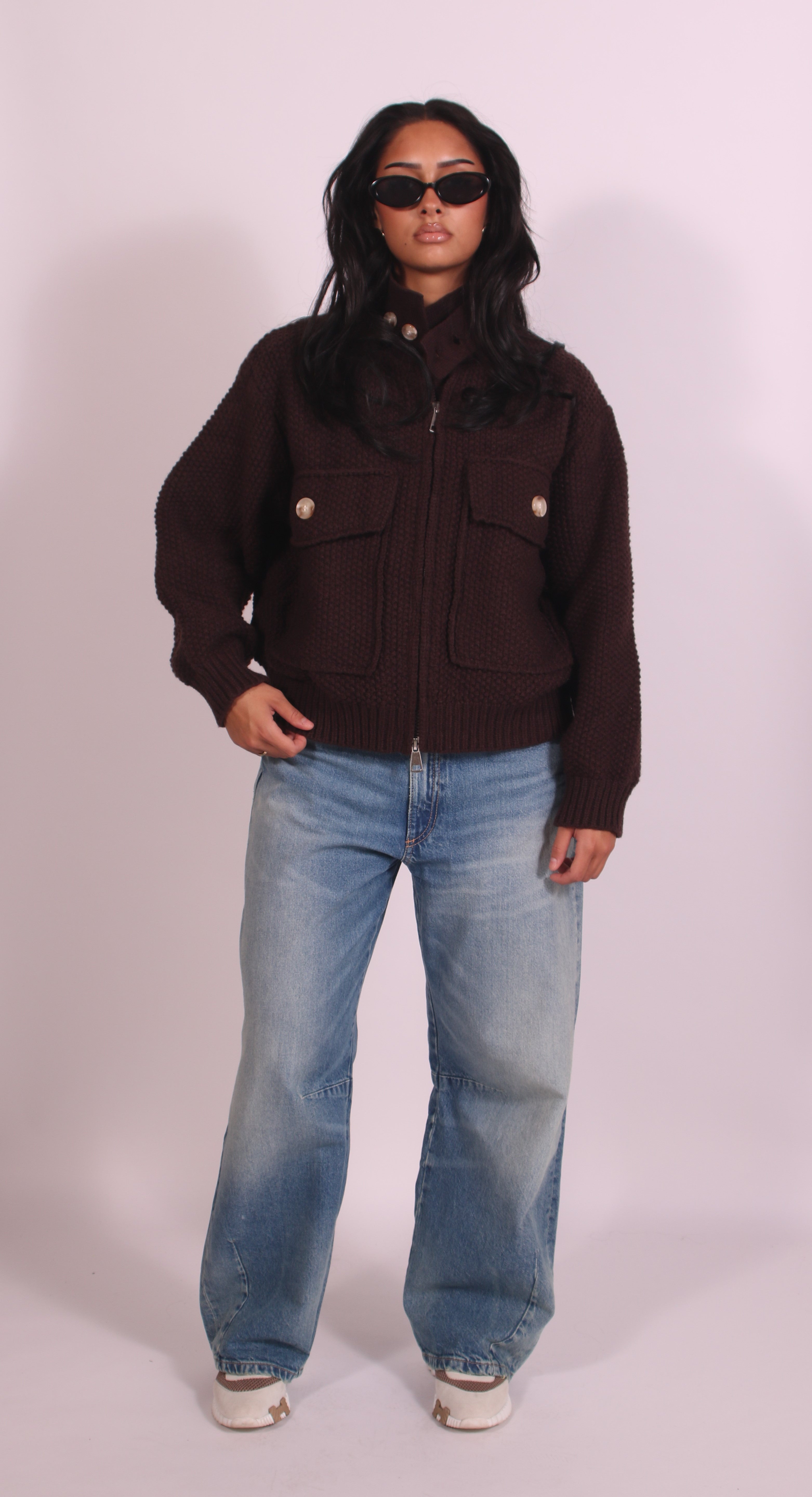 Heavyweight crochet bomber Choco