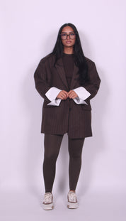 Woven striped blazer Brown