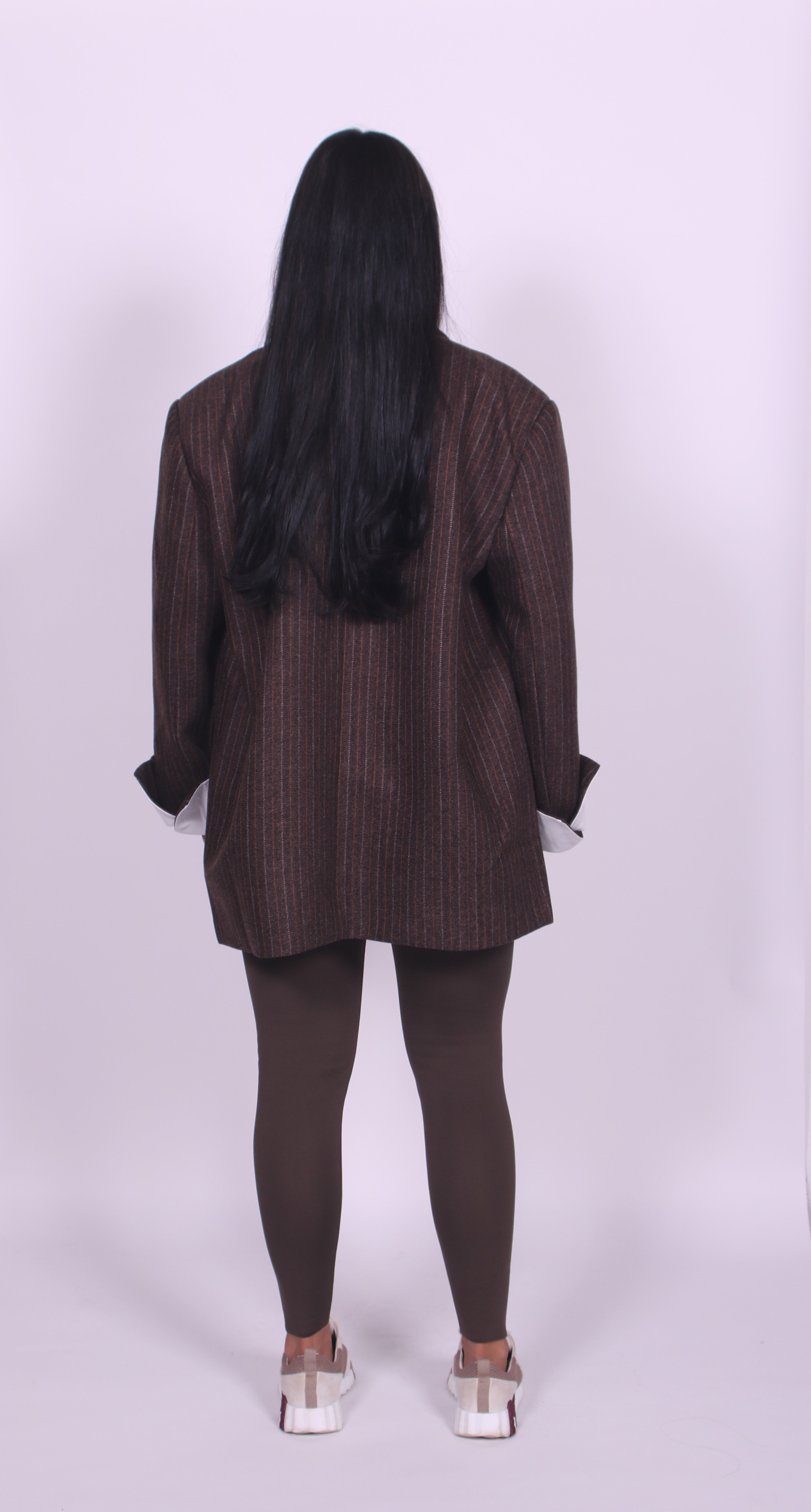 Woven striped blazer Brown