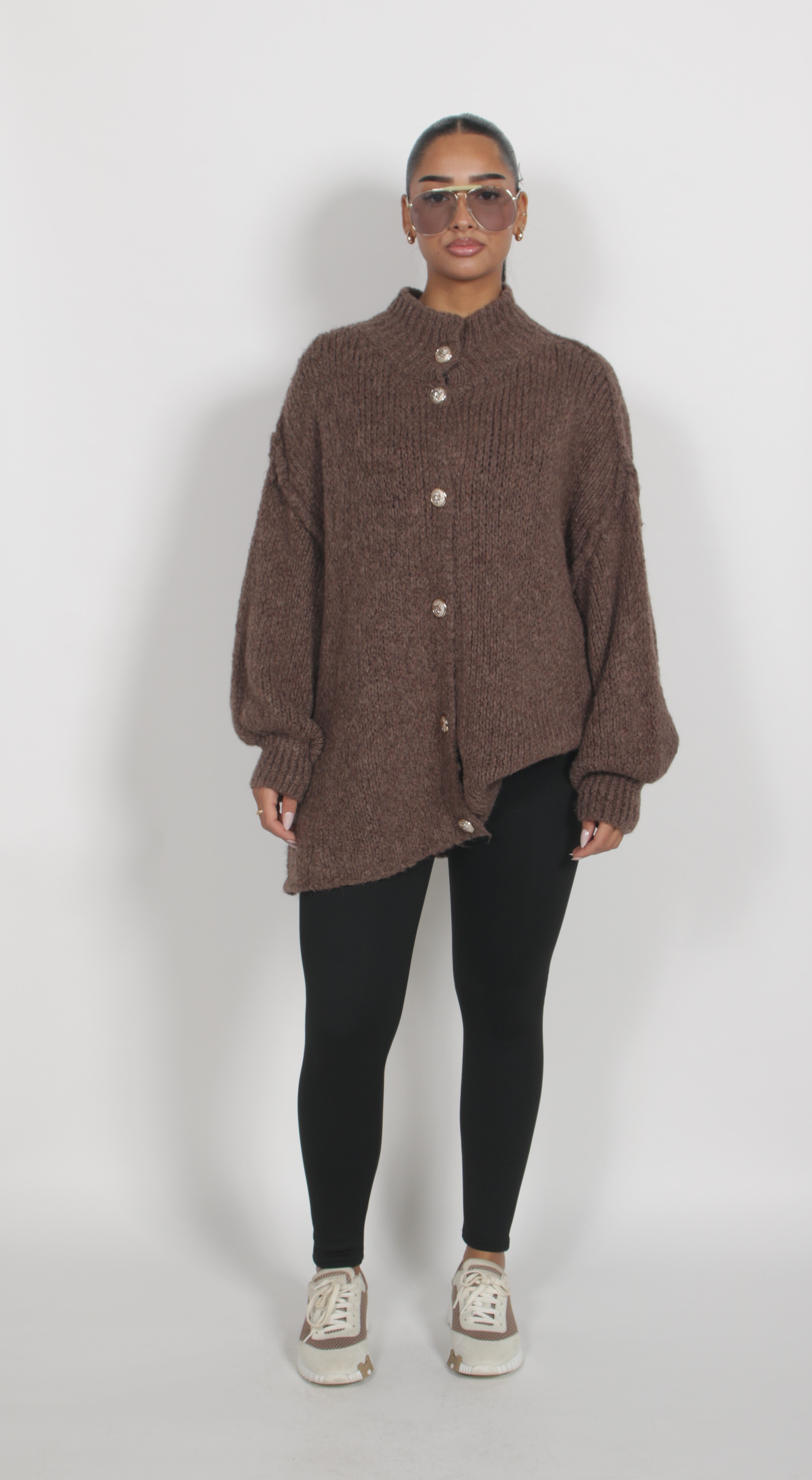 Oversized knitted Cardigan Brown