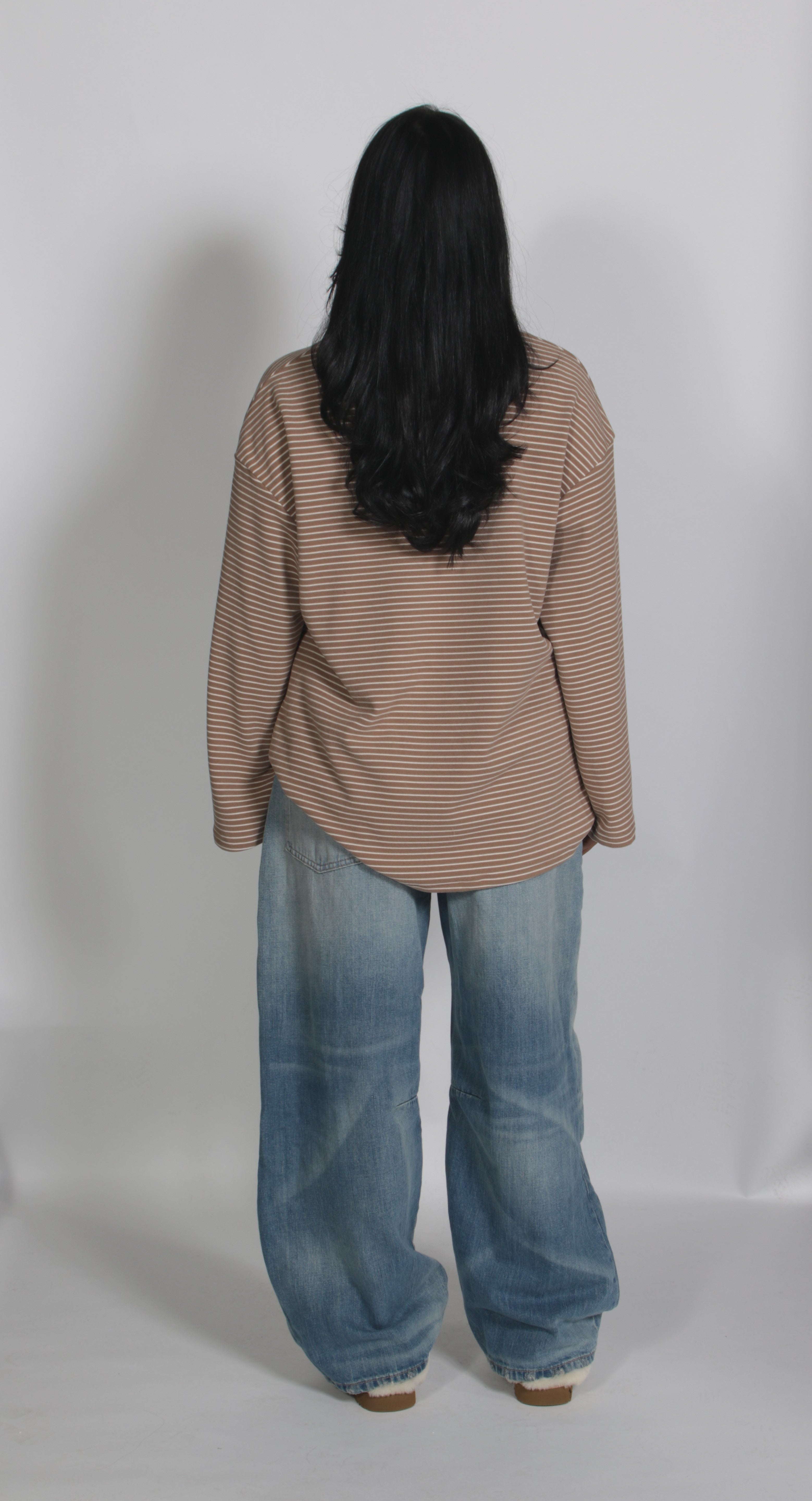 Velours striped shirt Taupe