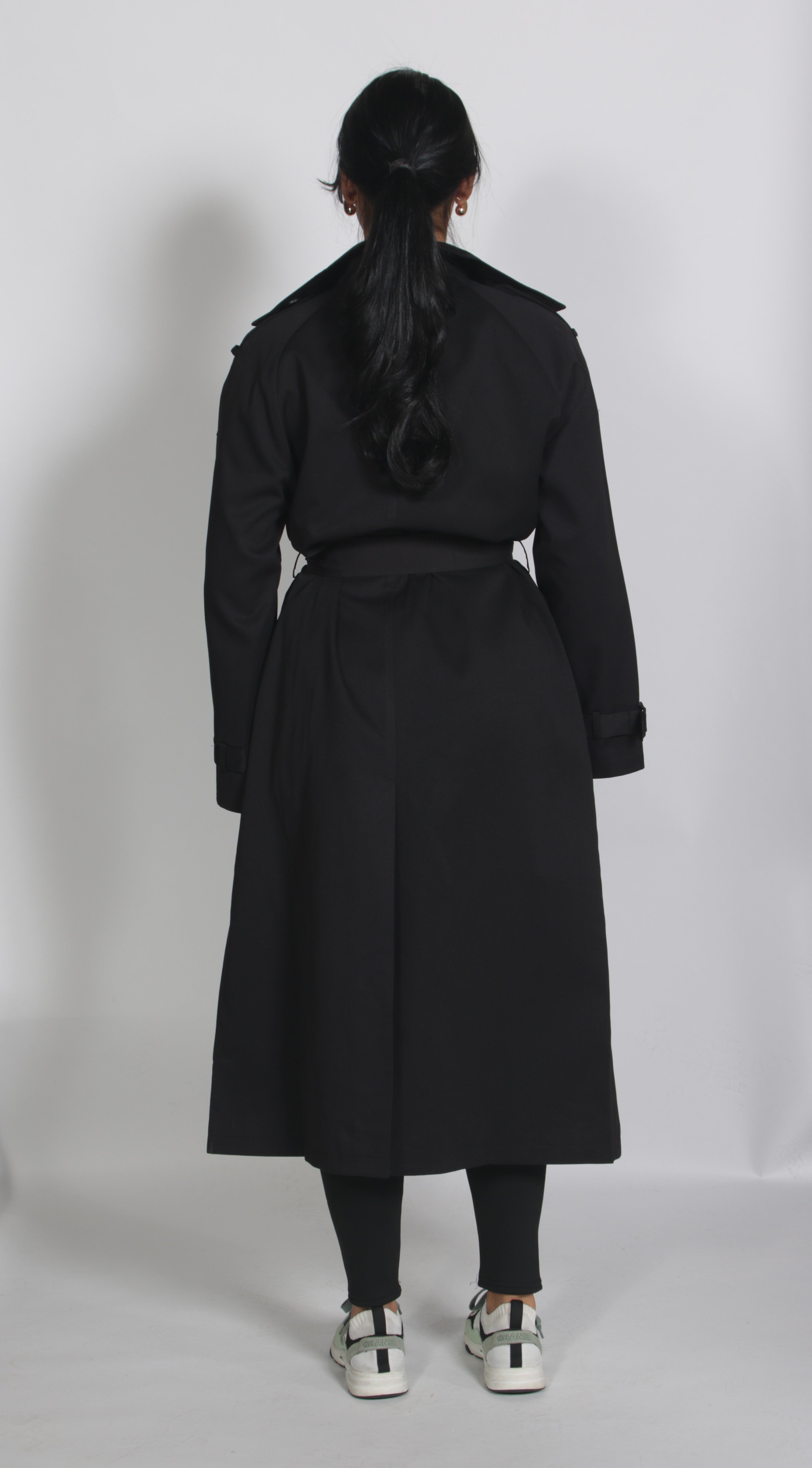 Maxi trenchcoat Black
