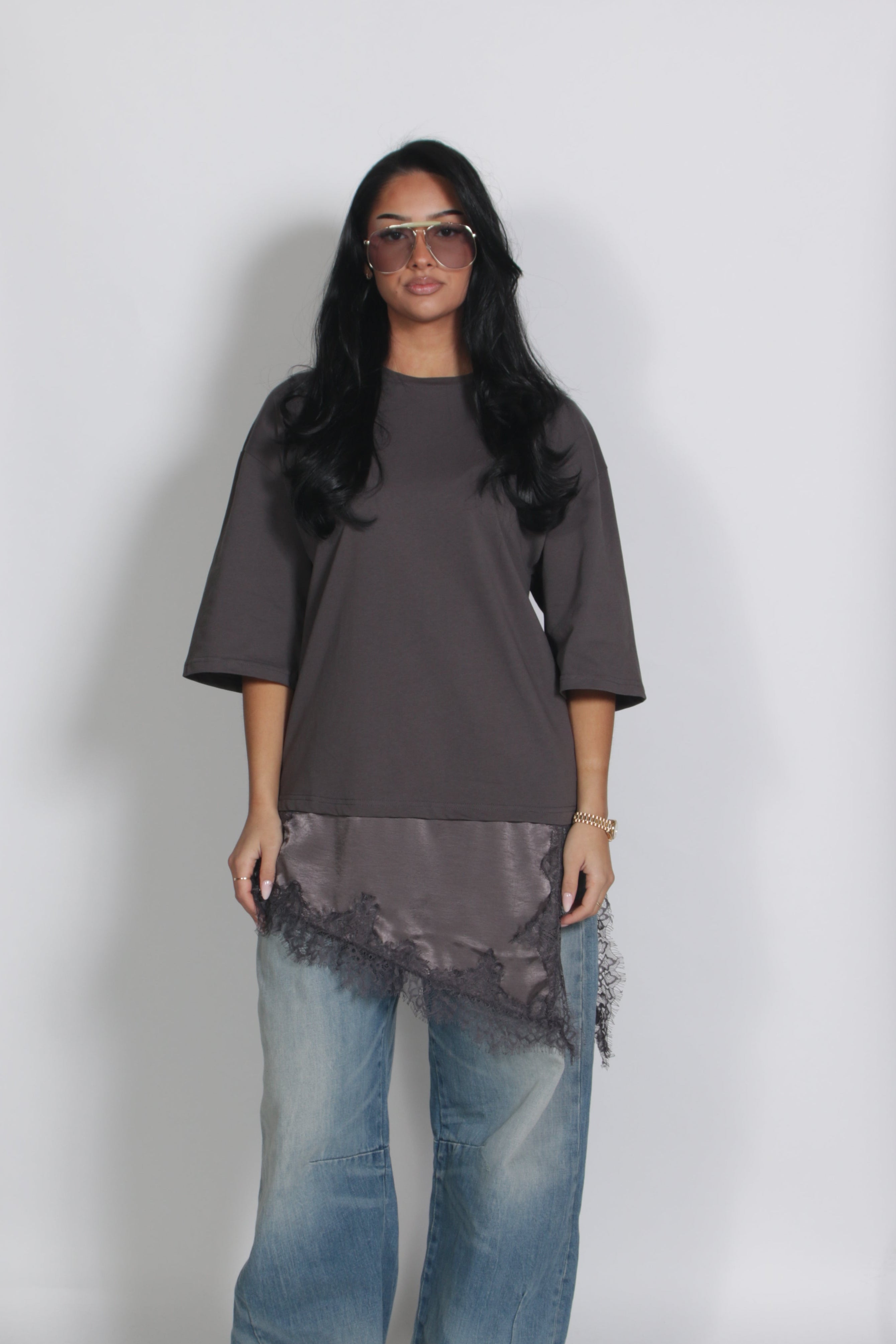 Lace shirt Grey