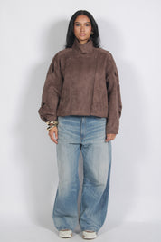 Oversized suède bomber Brown