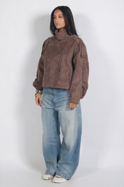 Oversized suède bomber Brown