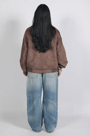 Oversized suède bomber Brown