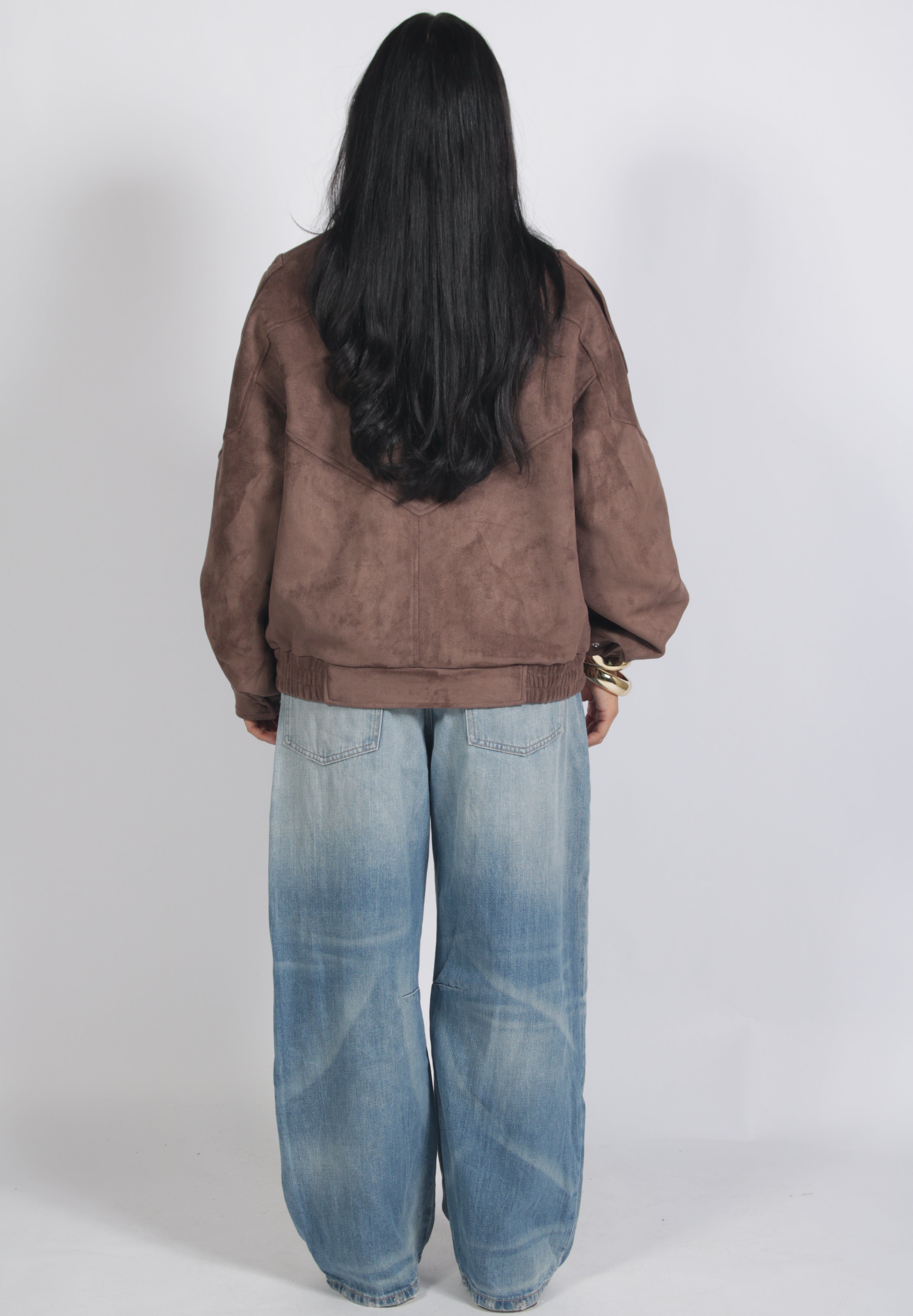 Oversized suède bomber Brown