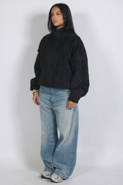 Oversized suède bomber Black