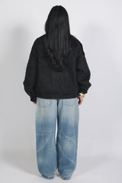 Oversized suède bomber Black